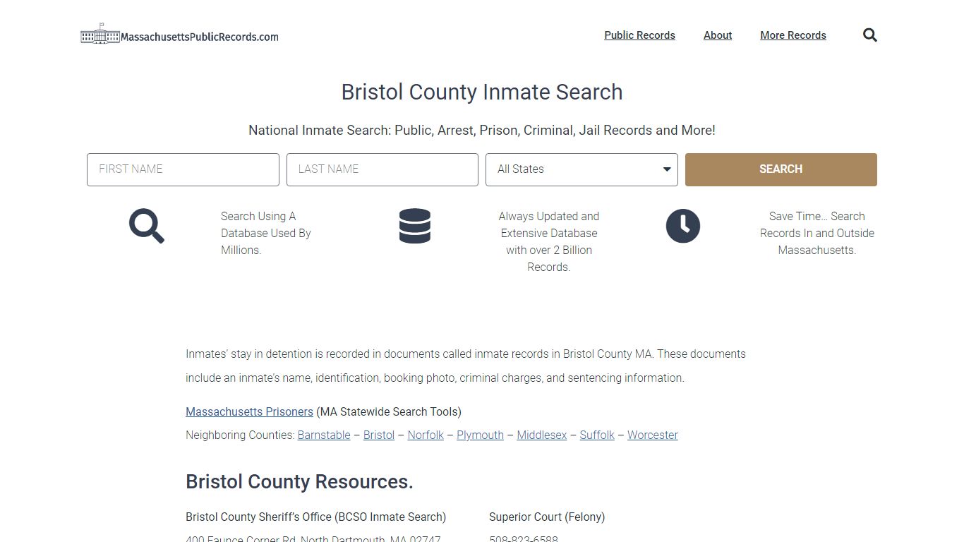 Bristol County Inmate Search - BCSO Current & Past Jail Records